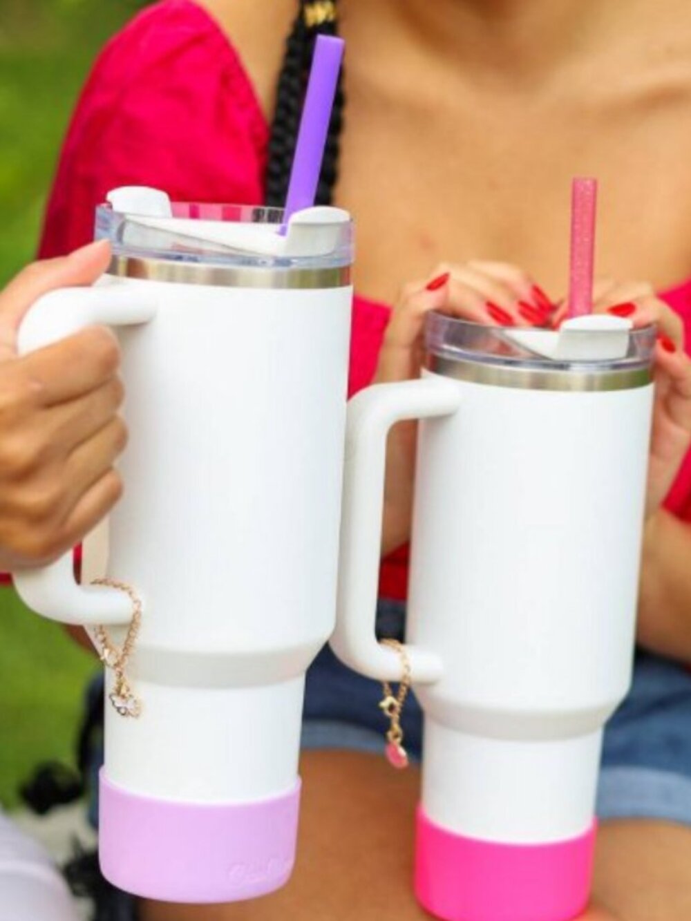 CharCharms 6pk 30oz Solid Water Bottle Straws: Reusable Polypropylene-NWT